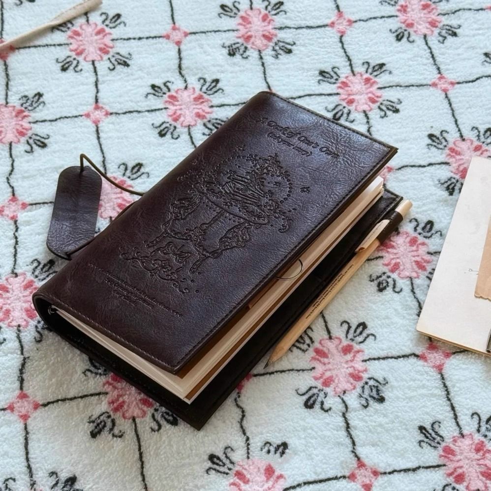 Leatherwork Books - Caderno vintage preto de couro pu,