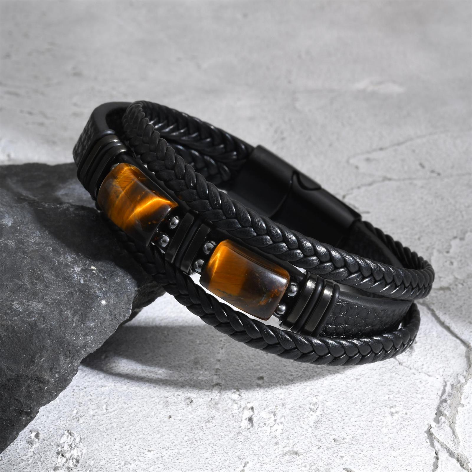 Leatherwork Logo - Pulseira de Couro Trançado Masculina com