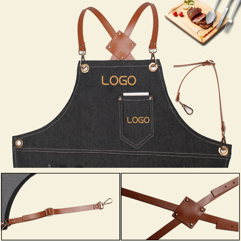 Leatherwork Logo - Avental de trabalho jeans com alças