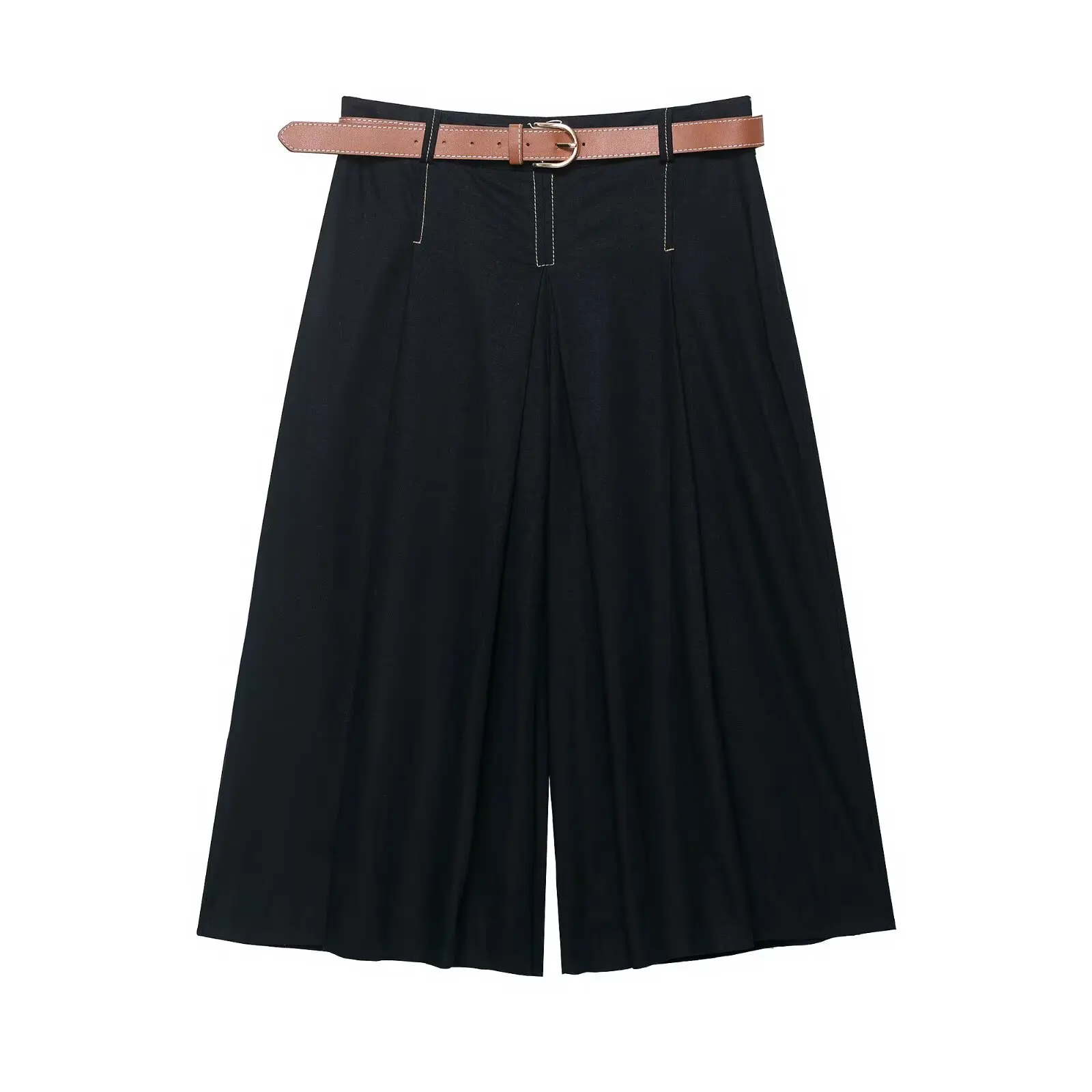 Leather Work Overalls - Bermuda feminina elegante casual cintura alta