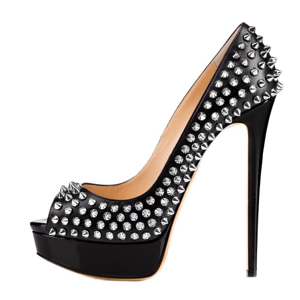 Leatherwork Rivets - Sapatos de salto alto sexy com