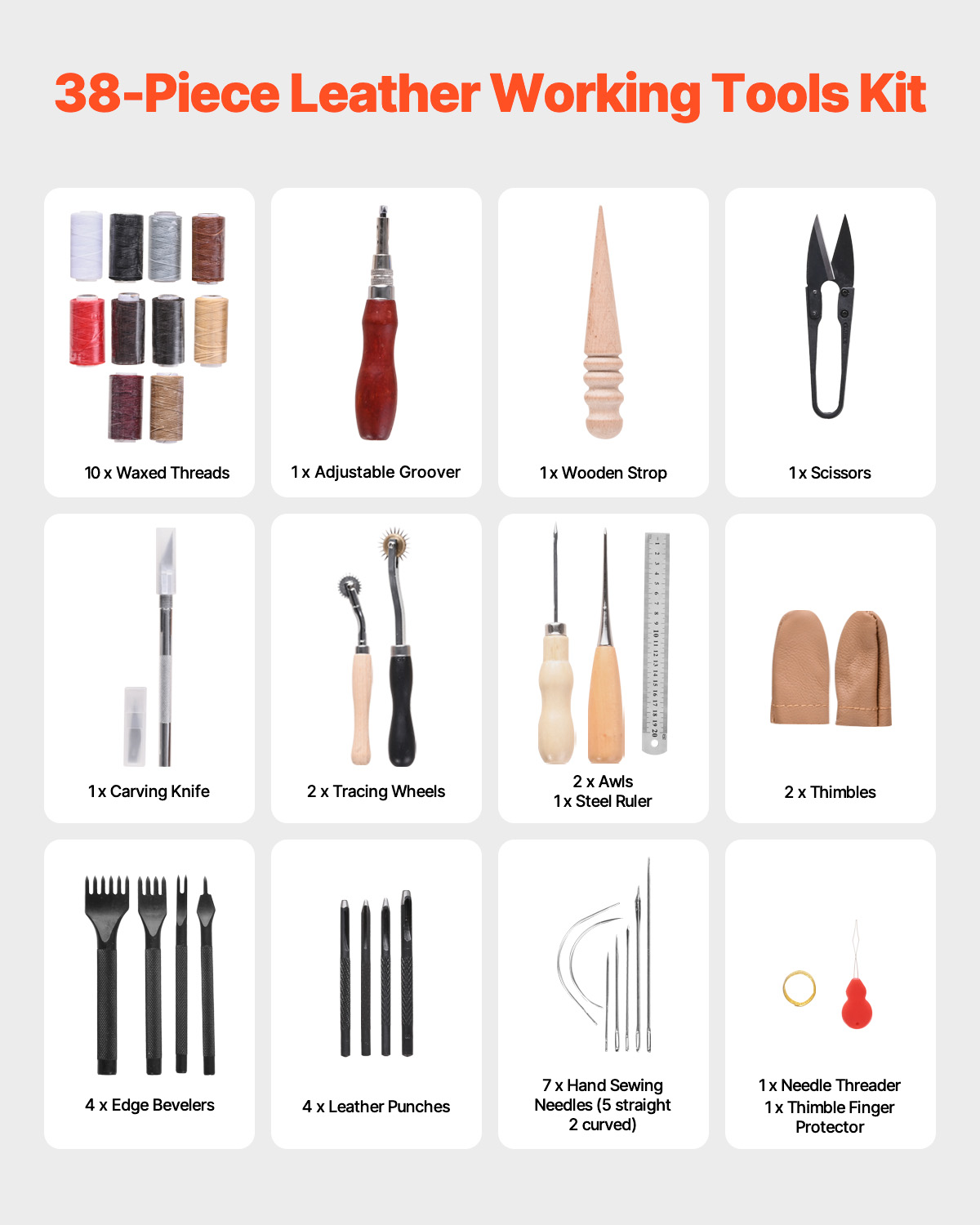 SucceBuy 38/59/61/72/92PCs Kit - Leatherwork Craft avaliação e preço