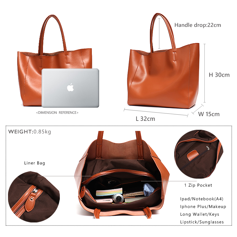 Bolsa tote grande minimalista  - Leather Work Handbags For Women avaliação e preço