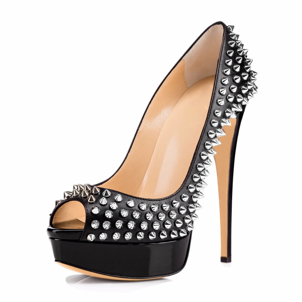 Sapatos de salto alto sexy com - Leatherwork Rivets avaliação e preço