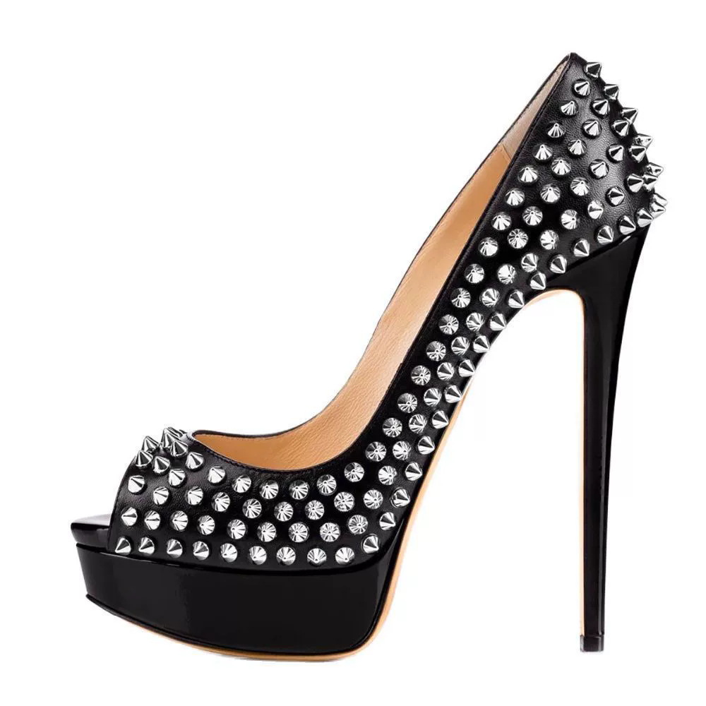 Sapatos de salto alto sexy com - Leatherwork Rivets avaliação e preço