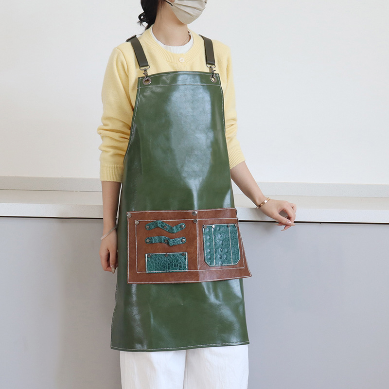 Avental de couro pu com logoti - Leather Work Overalls avaliação e preço