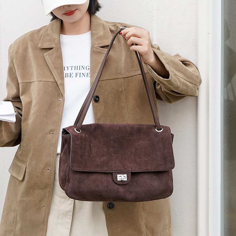 Bolsa de Ombro em Couro Suede  - Leather Work Handbags For Women avaliação e preço