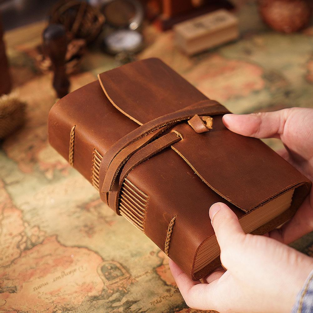 Caderno de couro feito à mão m - Leatherwork Books avaliação e preço